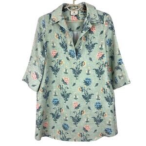 Tuckernuck Jardin Floral Amelia Dress Green Tapestry Shift A-line Medium preppy